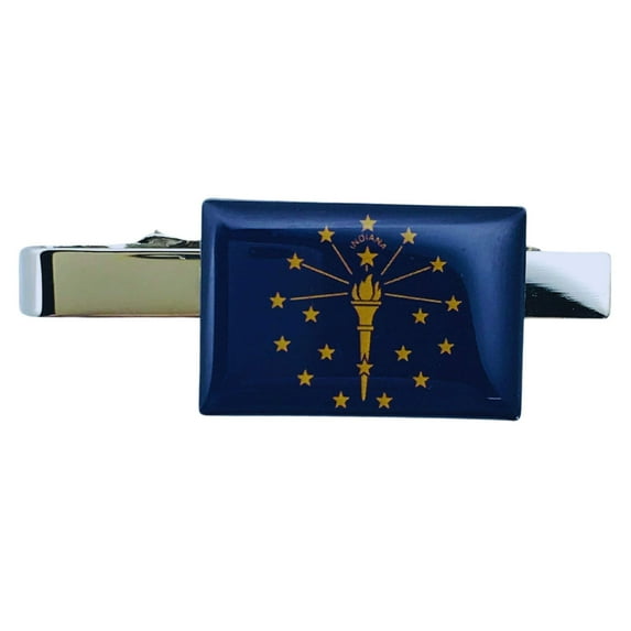 Tie Clip - State Flag Indiana - Usa | Men's Formalwear Accessory, Tie Bar, Necktie Fastener, Collectible Keepsake