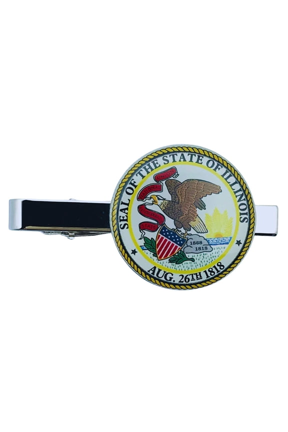 Tie Clip - State Seal Illinois - USA | Men's Formalwear Accessory, Tie Bar, Necktie Fastener, Collectible Keepsake