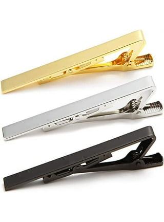 UJOY Tie Clips Set for Men Tie Bar Clip Black Silver-Tone Gold