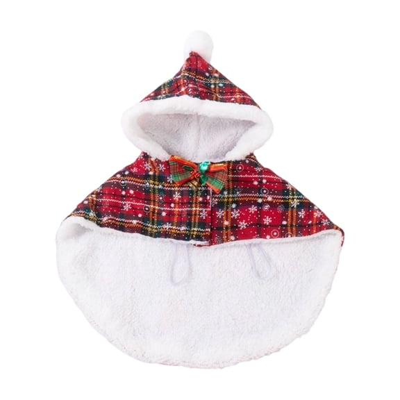 Tie Cloak Cat Coat Pet Christmas Cloak Set Dog Clothes Autumn Transformation Dress Up Cat Pet Clothing Checkered pattern hooded pet clothing