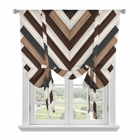 Tie Up Curtains for Windows Aztec Boho Style Valance Adjustable Balloon Curtain Bohemian Ethnic Tribal Wood Grain Tie Up Shades for Kitchen Living Room Bedroom Privacy Curtain Drape 34x45 Inch
