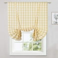 thumbnail image 1 of Tie up Curtains for Windows, Buffalo Check Plaid Gingham Pattern Rod Pocket Adjustable Tie up Shades for Kitchen Windows Cafe Curtains, 42x63inch, Yellow, 1 of 7