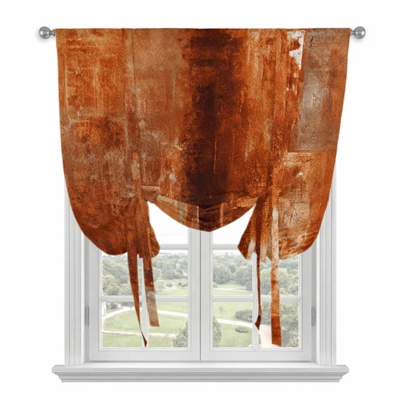 Tie Up Curtains for Windows Caramel Paint Valance Adjustable Balloon Curtain Abstract Art Graffiti Tie Up Shades for Kitchen Living Room Bedroom Privacy Curtain Drape 34x45 Inch