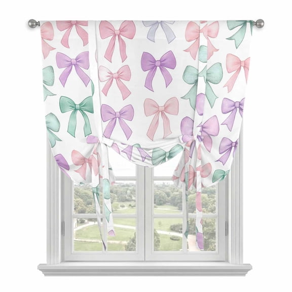 Tie Up Curtains for Windows Colorful Bow Tie Valance Adjustable Balloon Curtain Cute Tie Up Shades for Kitchen Living Room Bedroom Privacy Curtain Drape 34x45 Inch