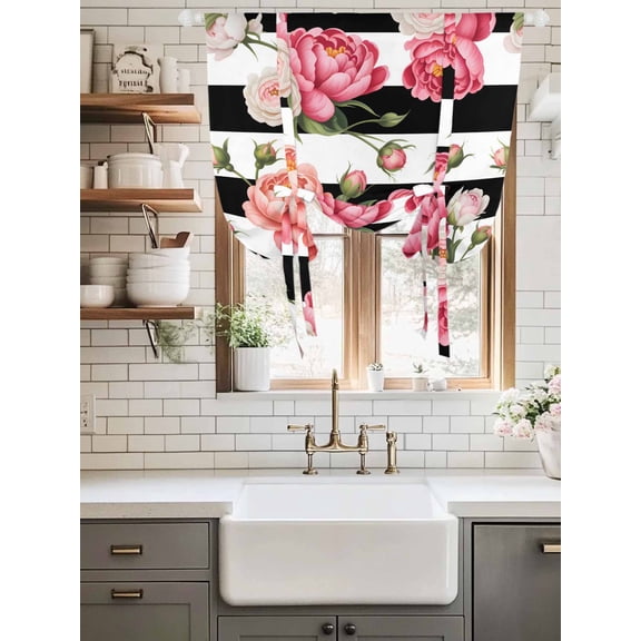 Vlanace Tie Up Curtains for Windows,Burgundy Red Gradient Adjustable Balloon ...