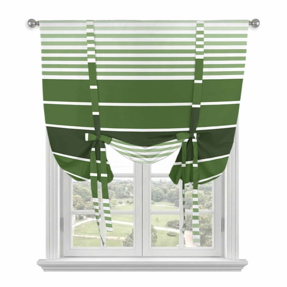 Tie Up Curtains for Windows Forest Green Stripes Valance Adjustable Balloon Curtain Gradient Striped Tie Up Shades for Kitchen Living Room Bedroom Privacy Curtain Drape 34x45 Inch