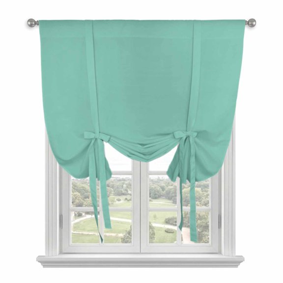 Tie Up Curtains for Windows Mint Green Turquoise Valance Adjustable Balloon Curtain Solid Teal Color Tie Up Shades for Kitchen Living Room Bedroom Privacy Curtain Drape 34x45 Inch