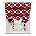 thumbnail image 1 of Tie Up Curtains for Windows Moroccan Pattern Valance Adjustable Balloon Curtain Black Red Geometric Trellis Tie Up Shades for Kitchen Living Room Bedroom Privacy Curtain Drape 34x45 Inch, 1 of 9