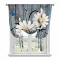 thumbnail image 1 of Tie Up Curtains for Windows Rustic Daisy Valance Adjustable Balloon Curtain Yellow Sunflower Blue Wood Grain Tie Up Shades for Kitchen Living Room Bedroom Privacy Curtain Drape 34x45 Inch, 1 of 9