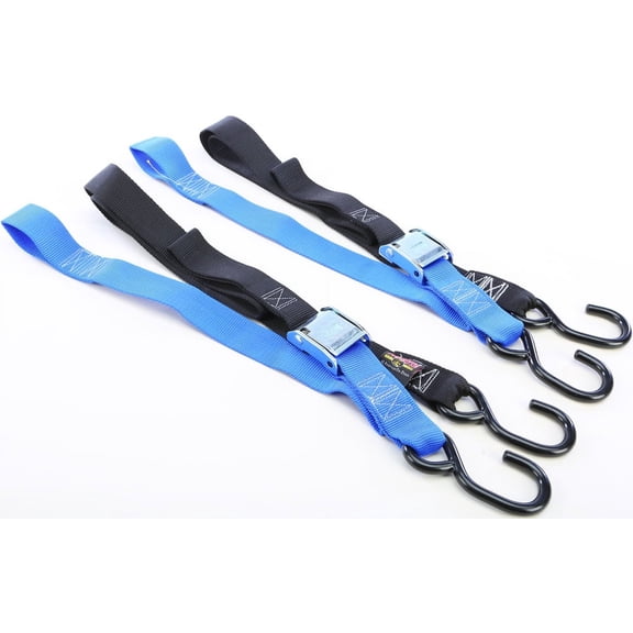 Tie-Down Cam S-Hook Soft-Tye 1.5"X6' Black/Blue Pair