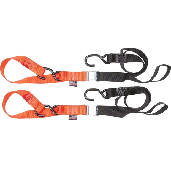 Tie-Down Cam S-Hook Soft-Tye 1.5"X6' Black/Orange Pair