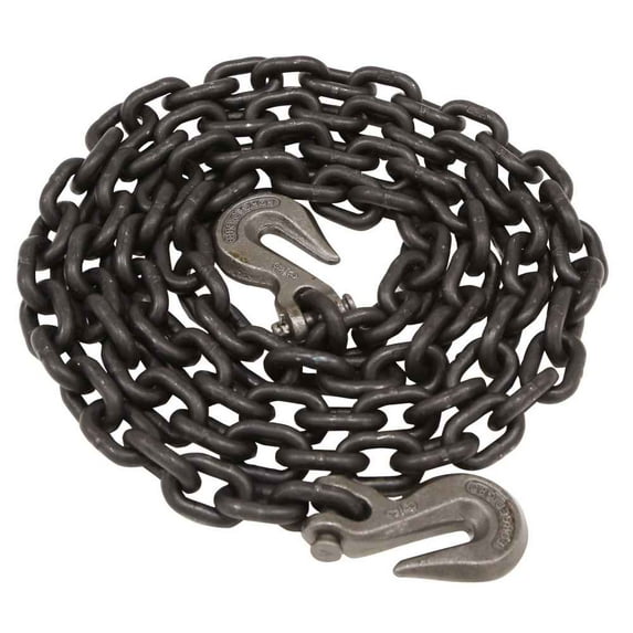Tie Down Chain Assembly 3/8" x 10' w/ Clevis Grab Hooks - Grade 80