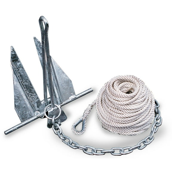 Danforth 10 lbs Hooker Quik Set Anchor Kit w/ Chain & Line 20'-24' Boat