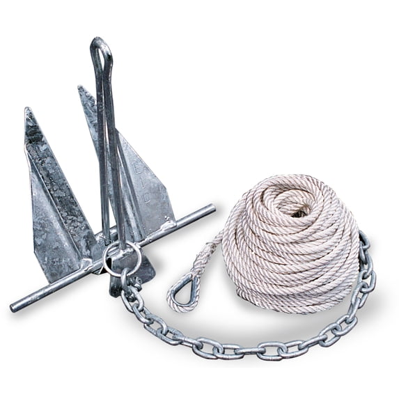 Danforth 10 lbs Hooker Quik Set Anchor Kit w/ Chain & Line 20'-24' Boat