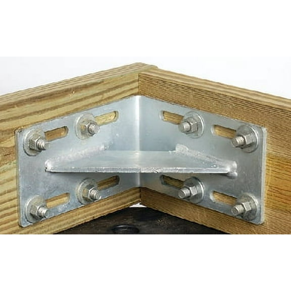 Tie Down Engineering Dock Hardware Inside Corner 10-1/2"L x 5"H with 2-1/4" Elongated Holes and Larger Brace, Commercial Grade