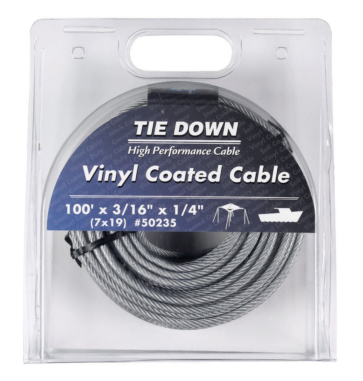 Tie Down Engineering Clear Vinyl Galvanized Steel 1/4 in. D X 6 ft. L Cable Sling Tie Down Engineering Clear Vinyl Galvanized Steel 1/4 in. D X 6 ft. L Cable Sling