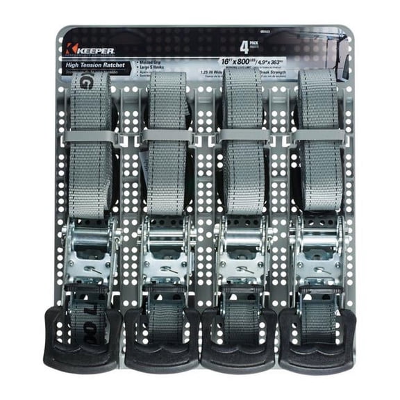 Tie Down Strap - Gray - 16 ft. L x 800 lbs - Pack of 4