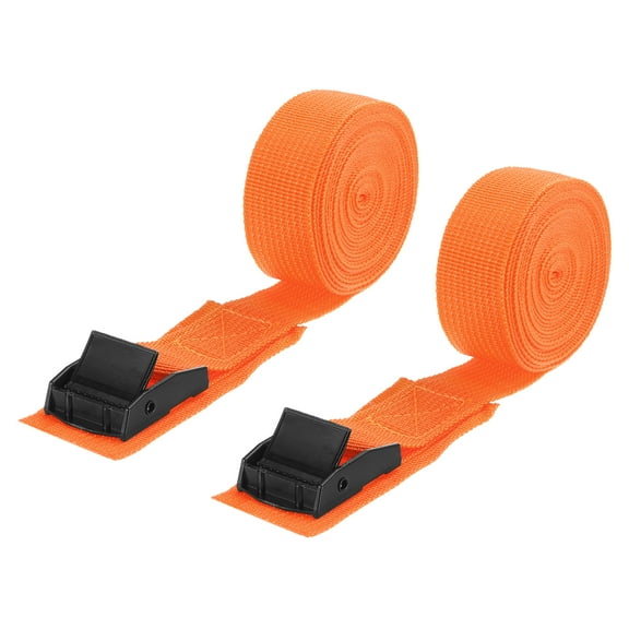 Tie Down Straps, 2Pcs Adjustable Buckle Lashing Straps, 300x2.5cm Cinch Strap (Orange)