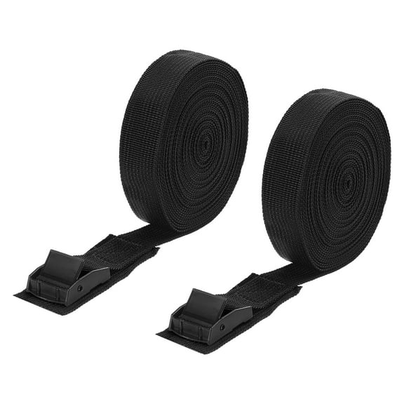 Tie Down Straps, 2Pcs Adjustable Buckle Lashing Straps, 700x2.5cm Cinch Strap (Black)
