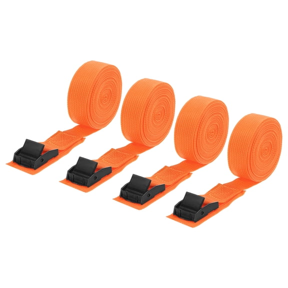 Tie Down Straps, 4Pcs Adjustable Buckle Lashing Straps, 400x2.5cm Cinch Strap (Orange)