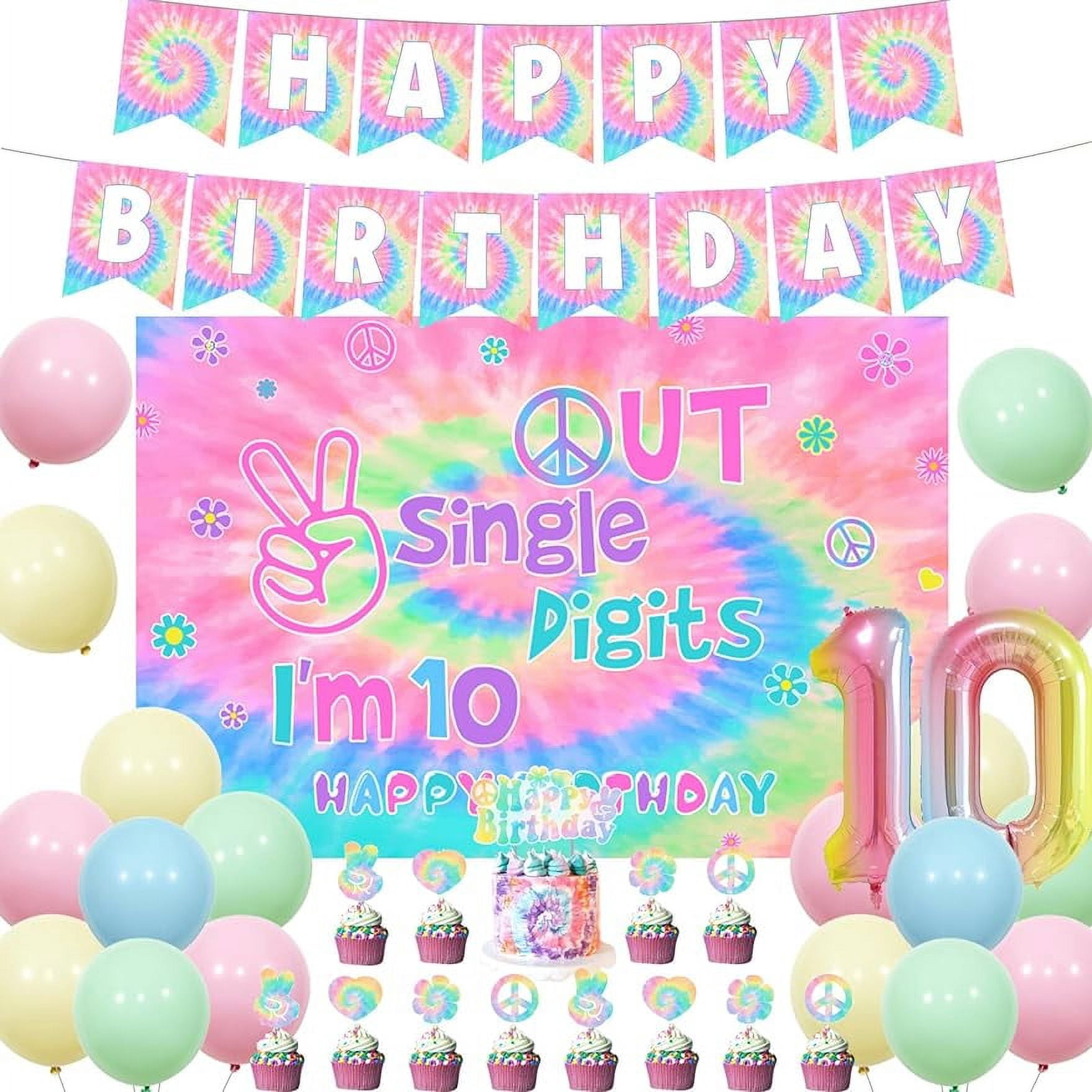 Tie Dye 10th Birthday Decorations for Girls, Peace Out Single Digits I ...