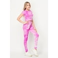 thumbnail image 1 of Tie Dye 2 Piece Leggings and Short Sleeve Crop Top Set Violet Purple S/M, 1 of 2
