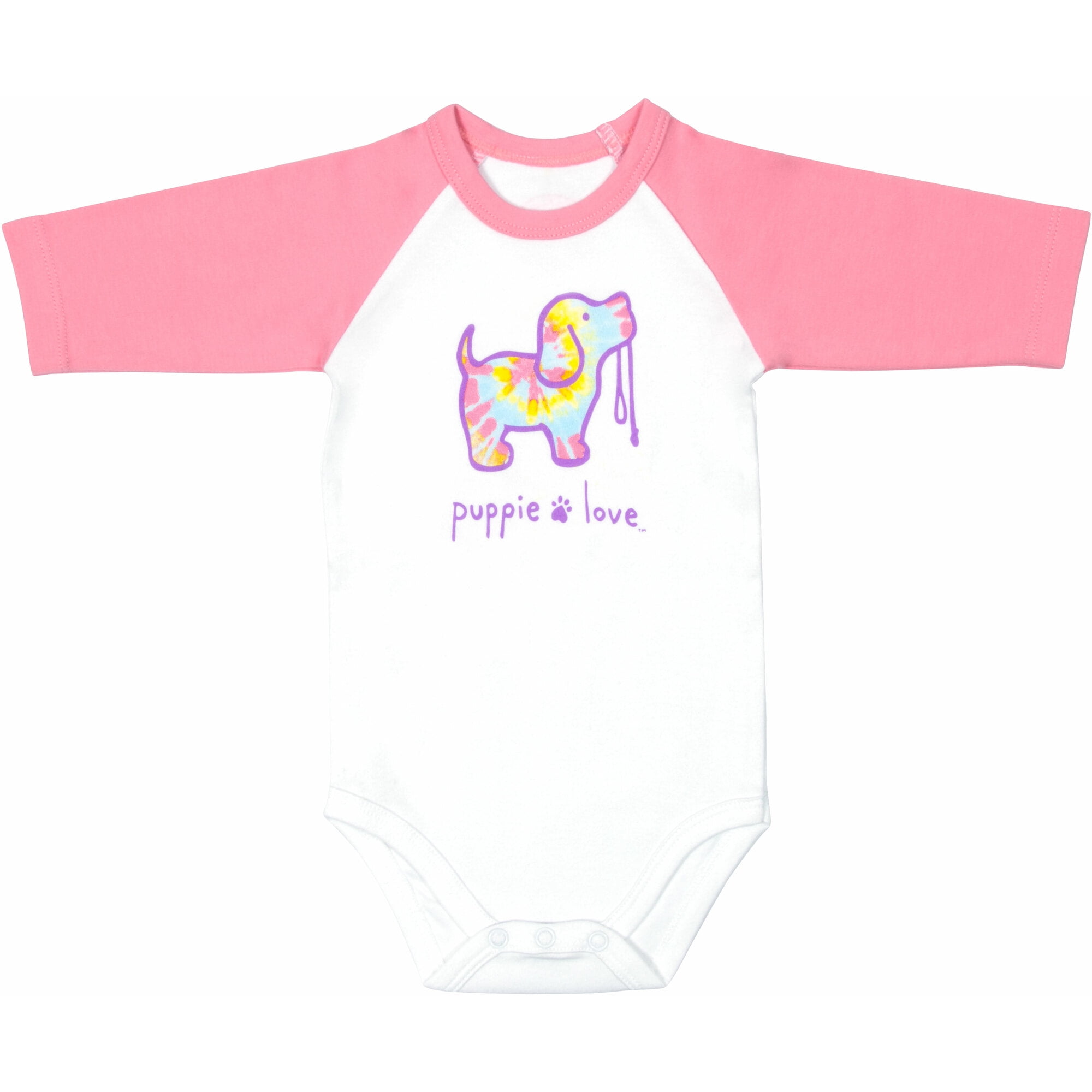 Tie Dye - 6-12 Months 3/4 Length Pink Sleeve Onesie