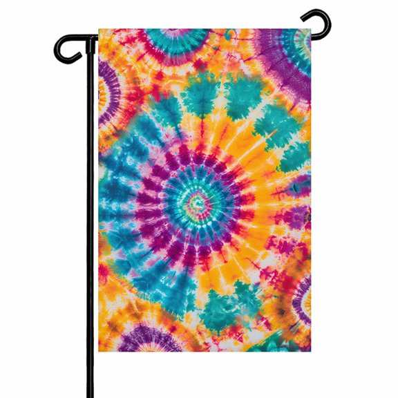 Tie-Dye Art Garden Flag 12x18 Inch Colorful Watercolor Ethnic Style Abstract Art Dyeing Double Sided Small Decorative Garden Flags for Outside, Outdoor Yard Porch Lawn Decoration