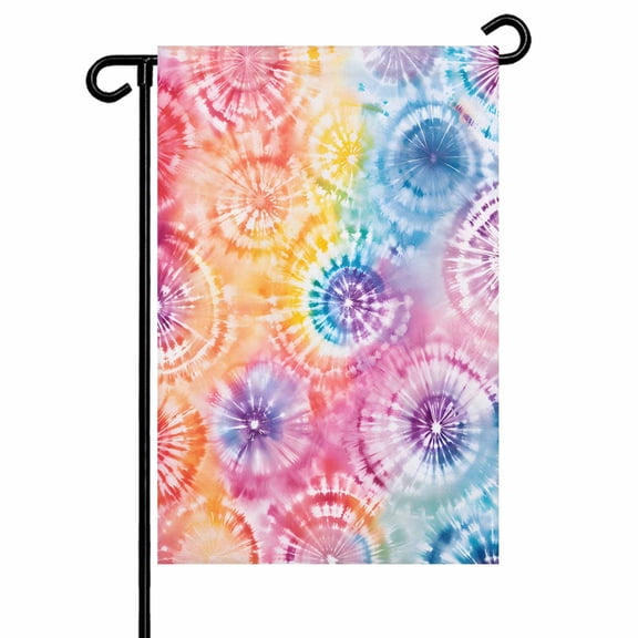 Tie-Dye Art Garden Flag 28x40 Inch Watercolor Rainbow Ethnic Style Abstract Art Dyeing Double Sided Small Decorative Garden Flags for Outside, Outdoor Yard Porch Lawn Decoration
