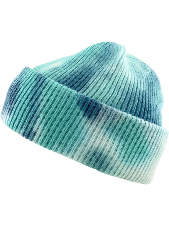 Tie Dye Beanie Thick Cuffed Ribbed Ski Hat Skully Winter Ski Cap