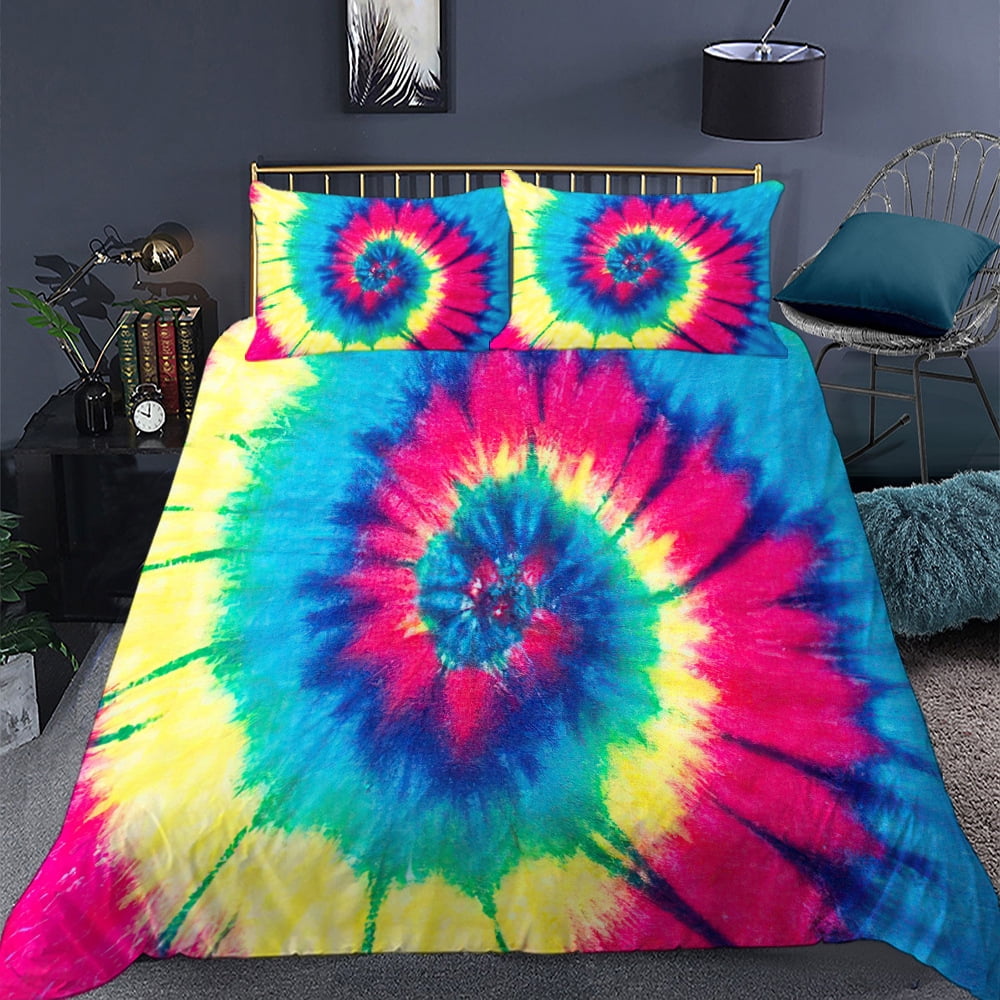 Tie Dye Bedding Set Boho Hippie Tie Dye Duvet Cover Set For Kids Boys