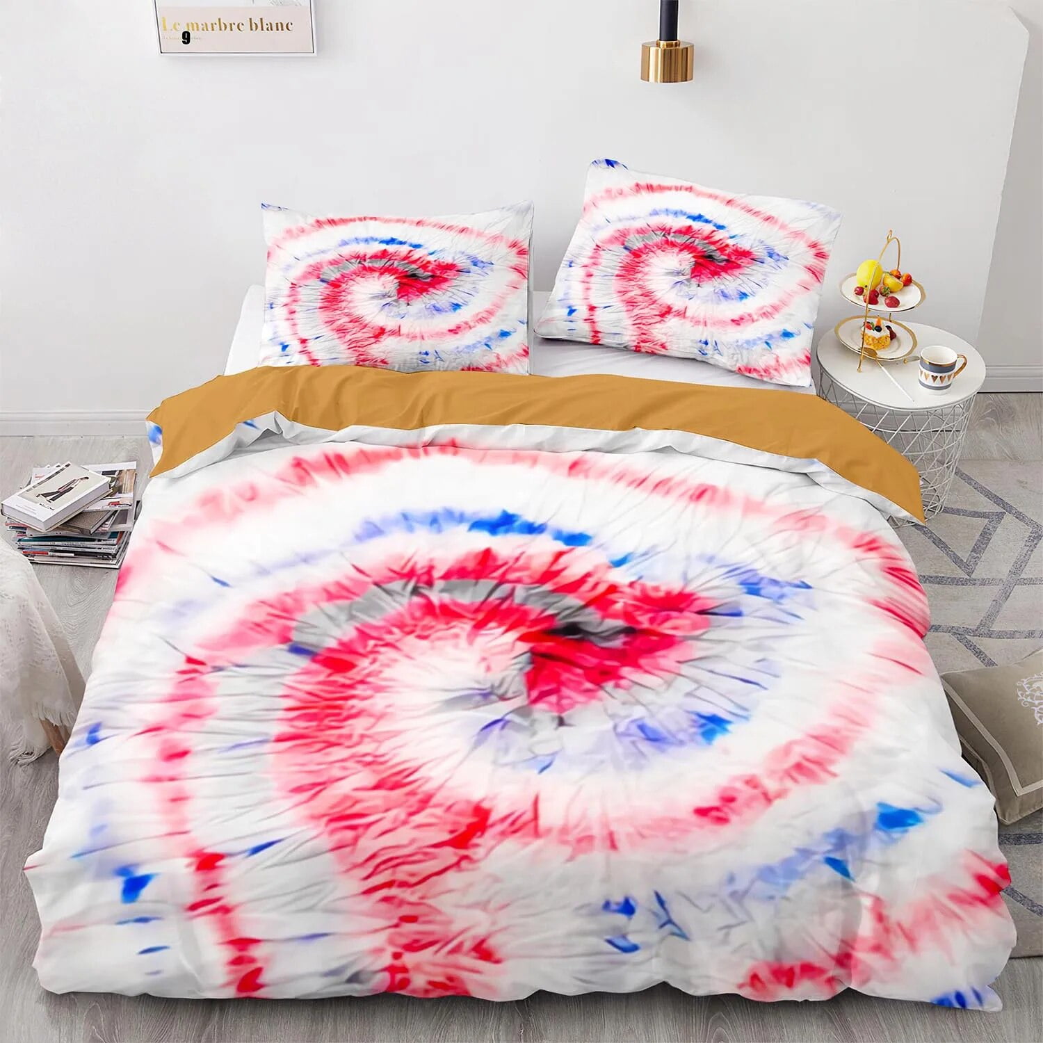 Tie Dye Bedding Set colorful Spiral Print Comforter Cover King/ Size