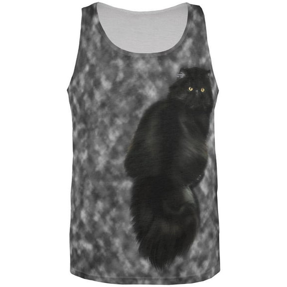 Tie Dye Black Cat All Over Adult Tank Top - Small
