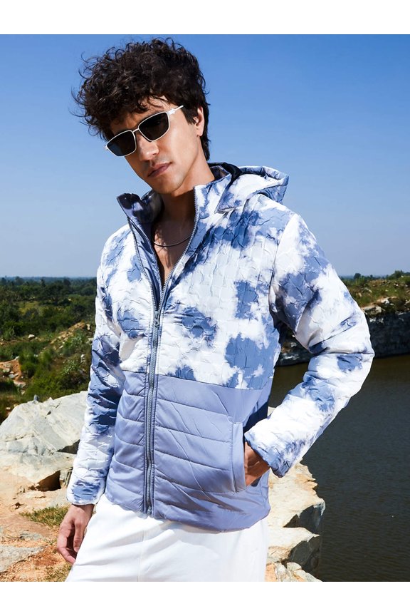 Tie-Dye Block Puffer Jacket