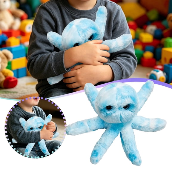 Tie-Dye Blue Octopus Plush Toy for Kids - Soft Stuffed Marine Animal with Cute Face, Adorable Sea Creature for Room Decor and Gift – One Size ( 11.8 Inches)