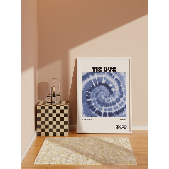 Tie Dye Blue Spirals Poster Groovy 2000S Psychedelic Art, Unframed Paper Poster 8x10in