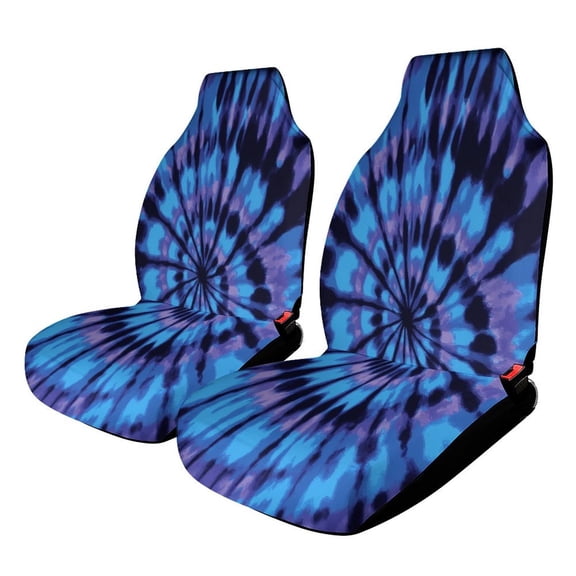 Tie-Dye Blue Swirl Pattern Car Seat Covers Car Accessories Pack of 2 Universal Front Seat Protective Cover