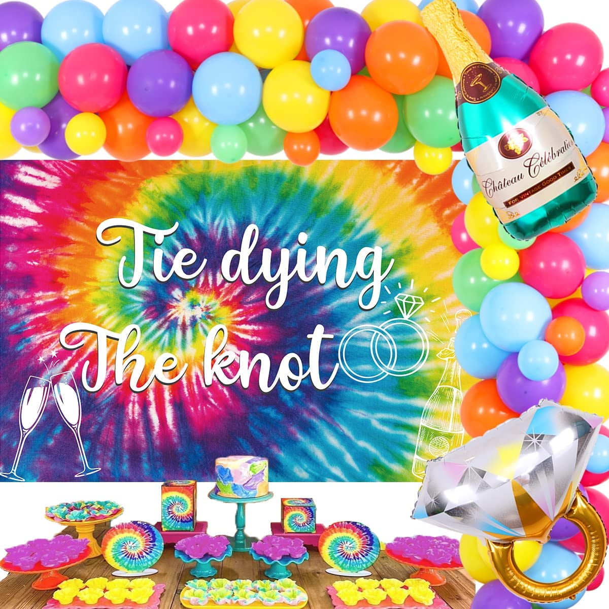 Tie dye best sale baby shower decorations