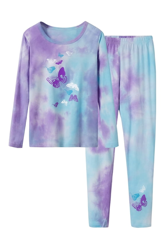 Tie Dye Butterfly Pajama Set for Little & Big Girls Size 16 Fall/Winter Cotton Outfit