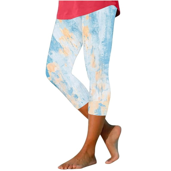 Tie Dye Capri Beach Pants for Women Casual Seamless Leggings Elastic High Waist Workout Fitness Sports Yoga Capris