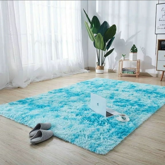 Tie-Dye Carpet Floor Mat blue Fluffy Antiskid Area Rug Home Living Room Decor 47.24" x 62.99"