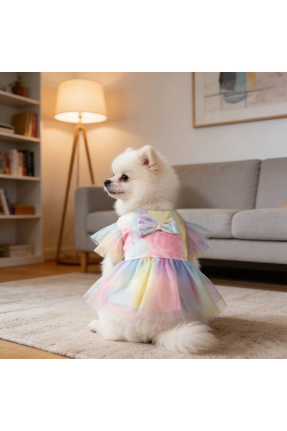 Tie Dye Cat Shirt Colorful Pattern Apparel Soft Breathable Comfort Fit Puppy Wardrobe Fashion