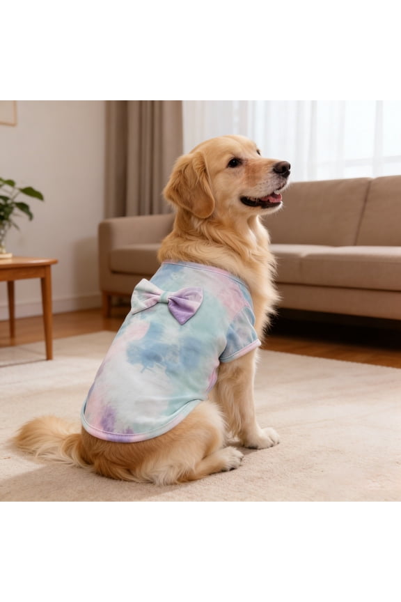 Tie Dye Cat Shirt Colorful Pattern Apparel Soft Breathable Comfort Fit Puppy Wardrobe Fashion