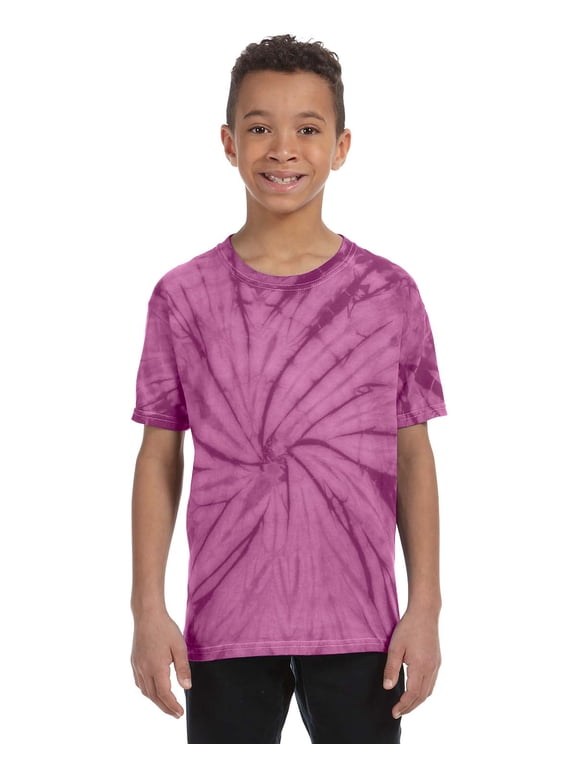 Tie Dye HS1000B Youth Spider Tie-Dyed Tee - Plum Spider, Extra Small