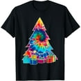 thumbnail image 1 of Tie-Dye Christmas Tree 60's Vintage Retro Christmas Presents T-Shirt, 1 of 3