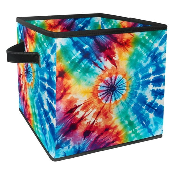 Tie Dye Collapsible Storage Cubes, Cube Organizer Bins with Handle, 10.8"x10.5"x10.6", Large Capacity