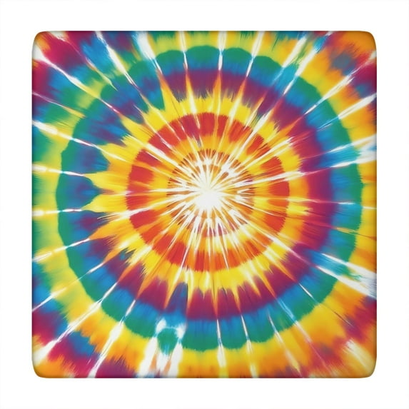 Tie Dye Color Burst Pattern Square Fitted Tablecloth with Elastic Edge,Square Table Cover,Washable Elastic Table Cover for Home Kitchen Party Decor 34"x34"
