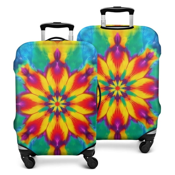 Tie Dye Colorful Flower Pattern Luggage Cover Fashion Suitcase Cover Baggage Covers Fit 25-28 Inch Luggage (Go Travel)