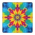 thumbnail image 1 of Tie Dye Colorful Flower Pattern Square Fitted Tablecloth with Elastic Edge,Square Table Cover,Washable Elastic Table Cover for Home Kitchen Party Decor 36"x36", 1 of 6