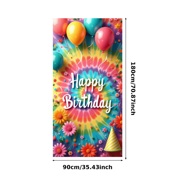 Tie Dye Colors Banner Festival Party Backdrop Birthday Decor for Celebration Indoor Decoration Kids Party